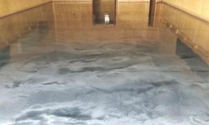 A metallic epoxy floor.