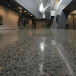 An acrylic chip floor in an art gallery.