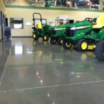 A showroom with a polished concrete floor.